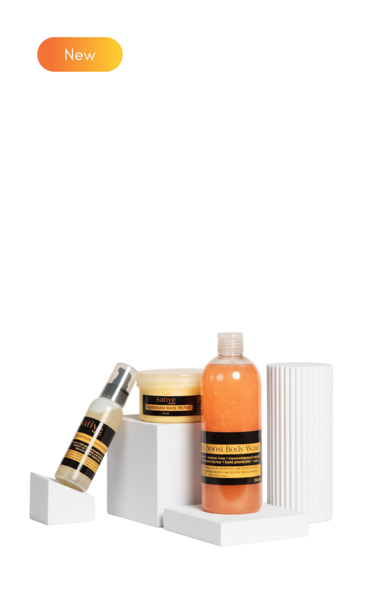 Set of skincare products on a white background